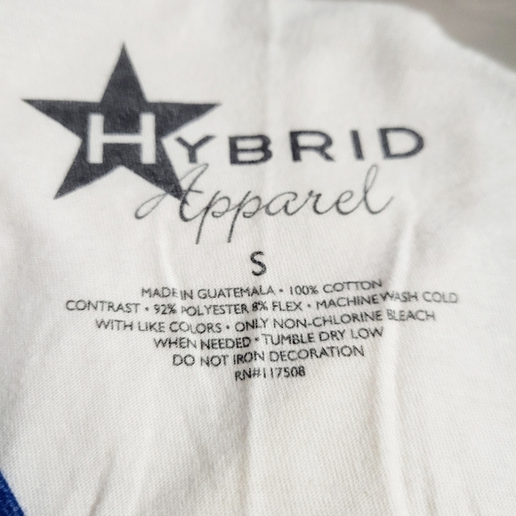 Hybrid Apparel Raglan 3/4 Sleeve T-shirt 100% Cotton LIVE FREE FLAG Women Size S - Picture 8 of 9